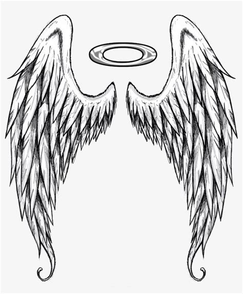 drawing of angels for tattoos|angel wings with halo drawing.